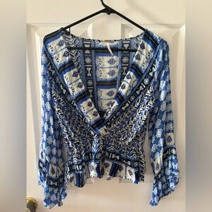 Free People White Patterned Women's Top